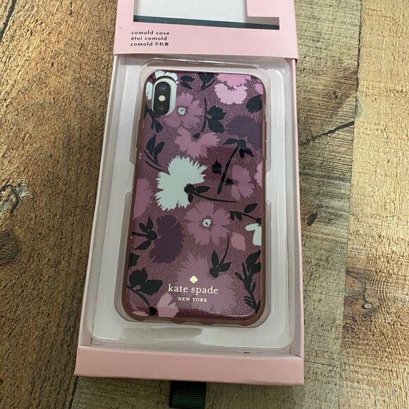 Kate Spade Comcold Case iPhone XS X Pink Gala Floral Shimmer Nwt - Picture 6 of 7